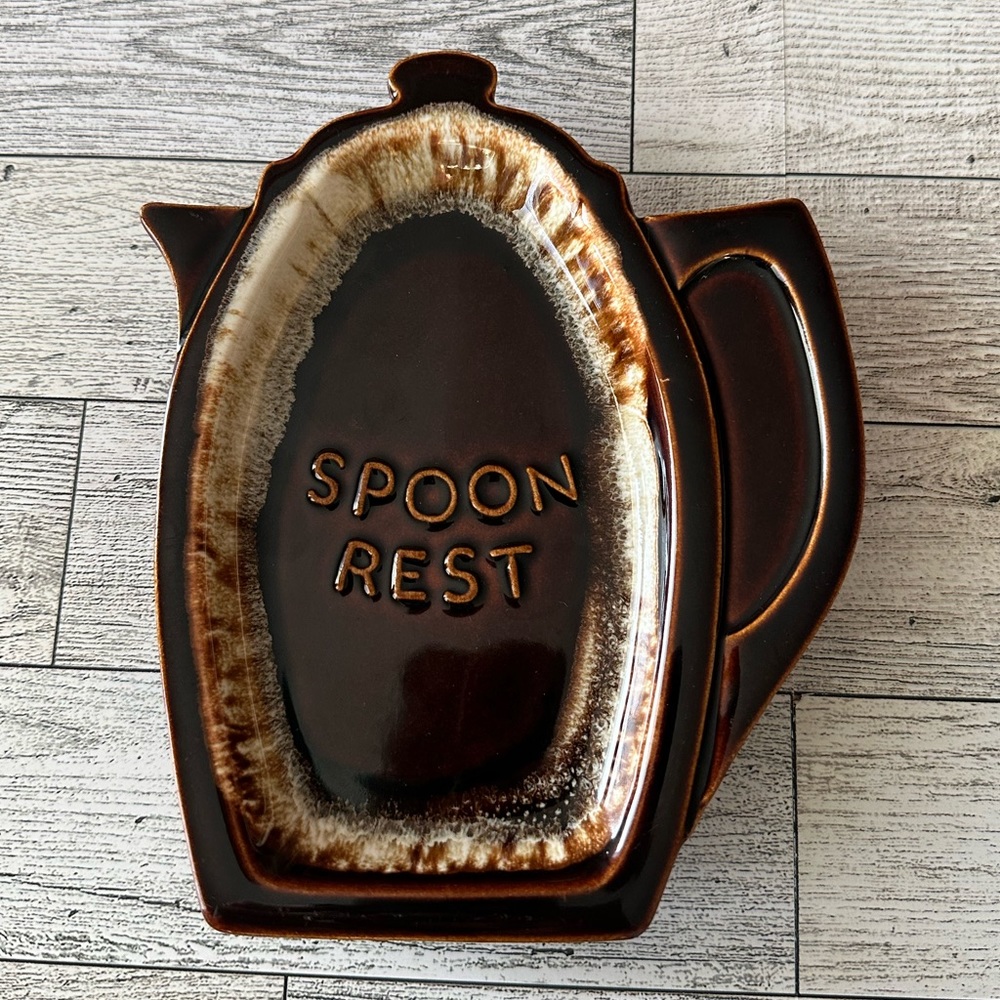 Vintage Pfaltzgraff 511 Brown Teapot Shaped Spoon Rest Dish Decorative